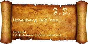Hohenberg Dénes névjegykártya